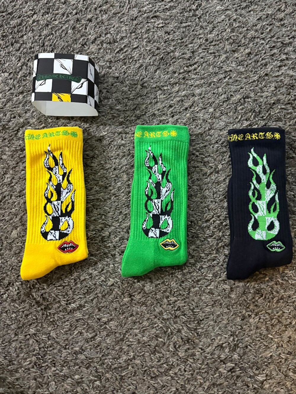 Chrome Hearts x Matty Boy FlameSocks 'Green/Yellow/Black'